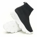 Γυναικεία μαύρα αθλητικά παπούτσια τύπου κάλτσα με λευκή σόλα it281019-1 4