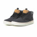 Ανδρικά μαύρα υφασμάτινα sneakers με δερμάτινη λεπτομέρεια it150818-20 3