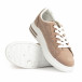 Γυναικεία μπεζ sneakers με χρυσές λεπτομέρειες it310321-11 4