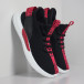 Ανδρικά μαύρα υφασμάτινα αθλητικά παπούτσια με κόκκινη επιγραφή it110919-4 5