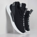 Ανδρικά μαύρα υφασμάτινα αθλητικά παπούτσια με λευκή επιγραφή it110919-3 4