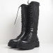 Slip-on γυναικείες μαύρες μπότες με διακοσμητικά κορδόνια it131119-2 3