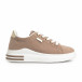 Γυναικεία μπεζ sneakers με χρυσές λεπτομέρειες it310321-11 2