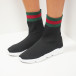 Γυναικεία  slip-on μαύρα αθλητικά παπούτσια τύπου κάλτσα με ρίγες it130819-51 3