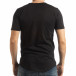 Ανδρική μαύρη κοντομάνικη μπλούζα με καλλιγραφικό πριντ tsf190219-16 3
