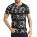 Ανδρική μαύρη κοντομάνικη μπλούζα με επιγραφές tsf190219-11 2